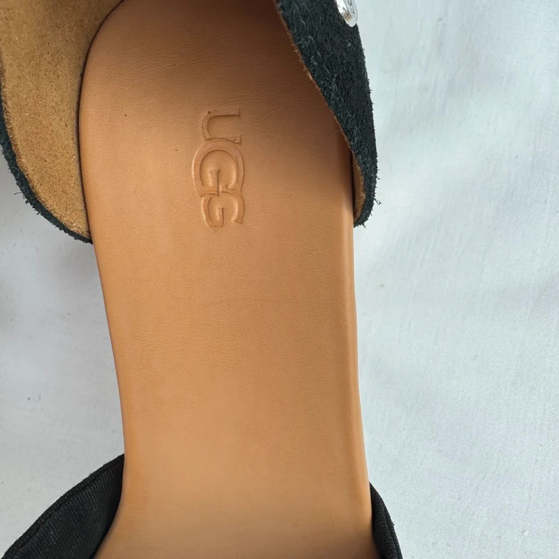 UGG Yarrow Black Canvas Espadrille Wedge Sandals UK5 EU38 Zip Back S/N1119992 - Image 12