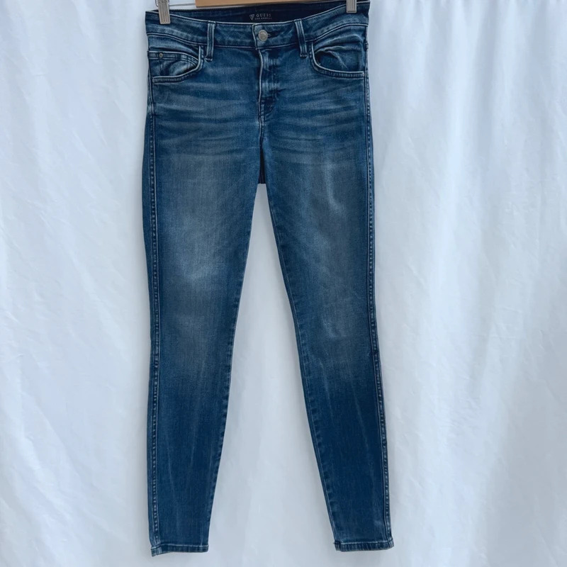 Guess Los Angeles Mid Rise Skinny Jeans W27 L29 Blue Faded Wash Stretch Denim