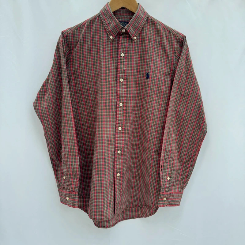 Polo Ralph Lauren Red Green Tartan Check Shirt Size S Cotton Pony Logo