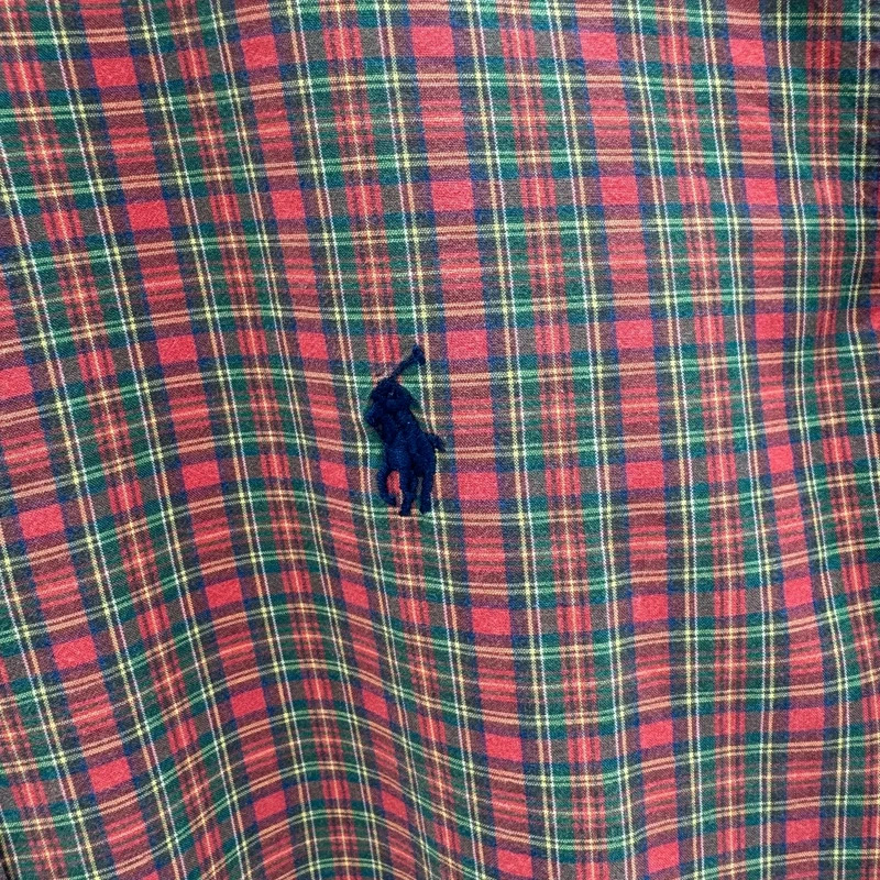 Polo Ralph Lauren Red Green Tartan Check Shirt Size S Cotton Pony Logo - Image 2