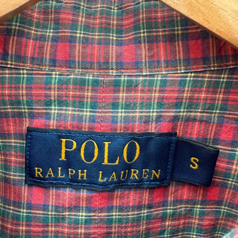 Polo Ralph Lauren Red Green Tartan Check Shirt Size S Cotton Pony Logo - Image 6