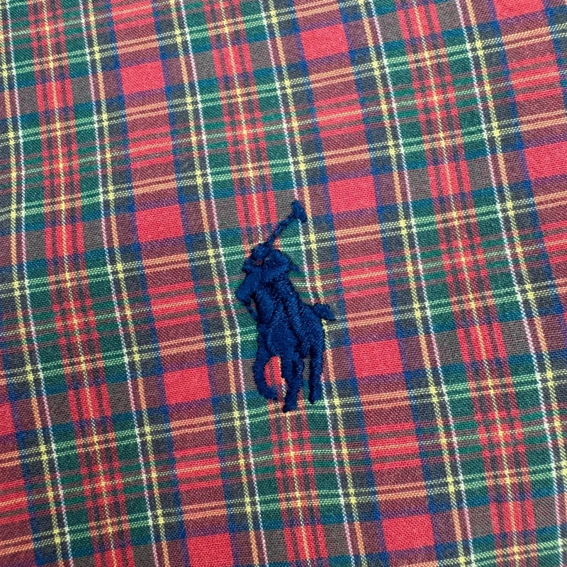 Polo Ralph Lauren Red Green Tartan Check Shirt Size S Cotton Pony Logo - Image 9