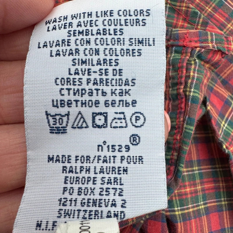 Polo Ralph Lauren Red Green Tartan Check Shirt Size S Cotton Pony Logo - Image 12