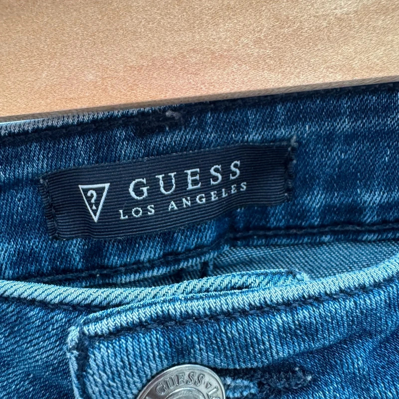 Guess Los Angeles Mid Rise Skinny Jeans W27 L29 Blue Faded Wash Stretch Denim - Image 3
