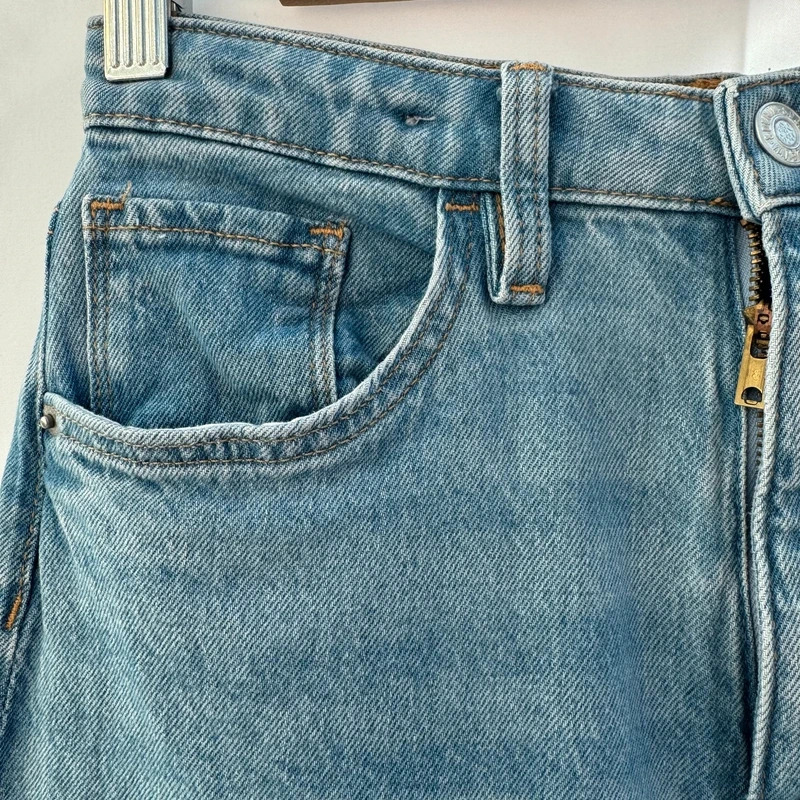 H&M Wide Leg Jeans Age 12–13Y Light Wash Varsity Patches High Waist Adjustable - Image 4