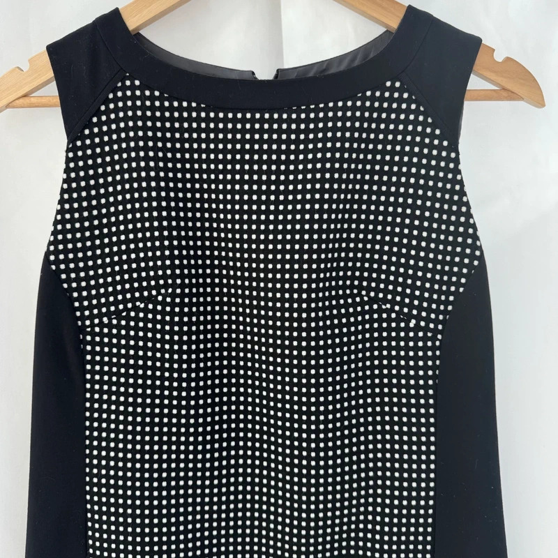 Next Tailoring Black White Geometric Square Panel Shift Dress UK8 Pockets Lined - Image 2