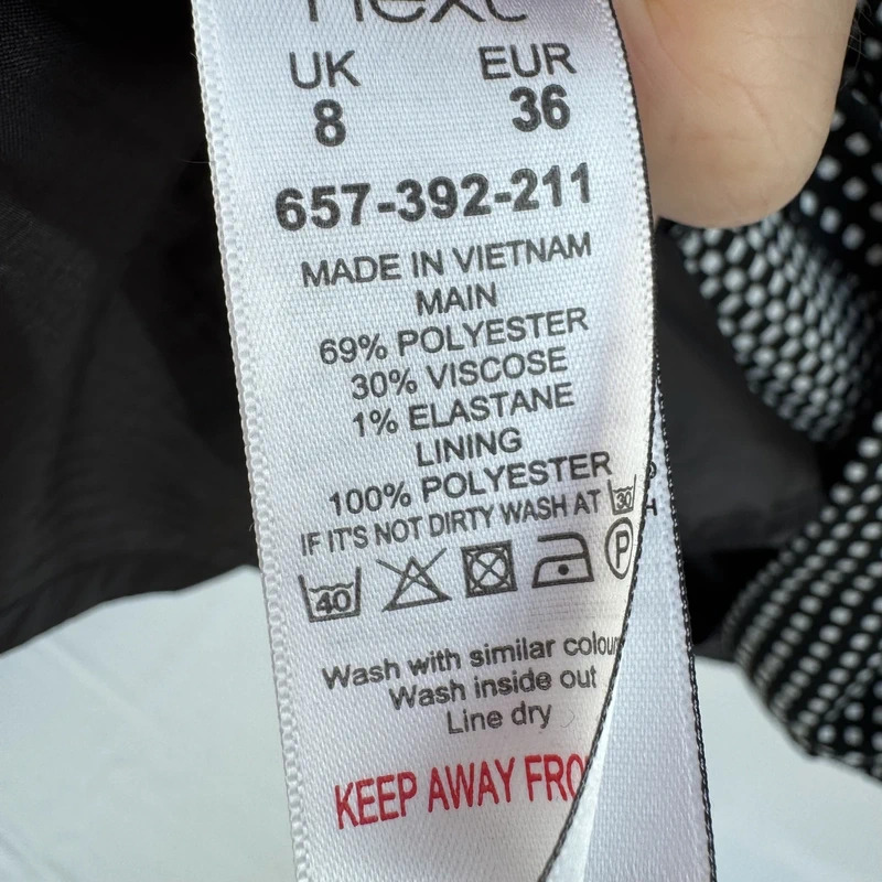 Next Tailoring Black White Geometric Square Panel Shift Dress UK8 Pockets Lined - Image 12