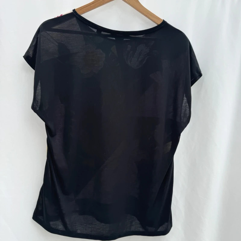 Ted Baker Maalyn Floral Woven Front Top Black Multi Cap Sleeve Ted 3 UK 12 - Image 6