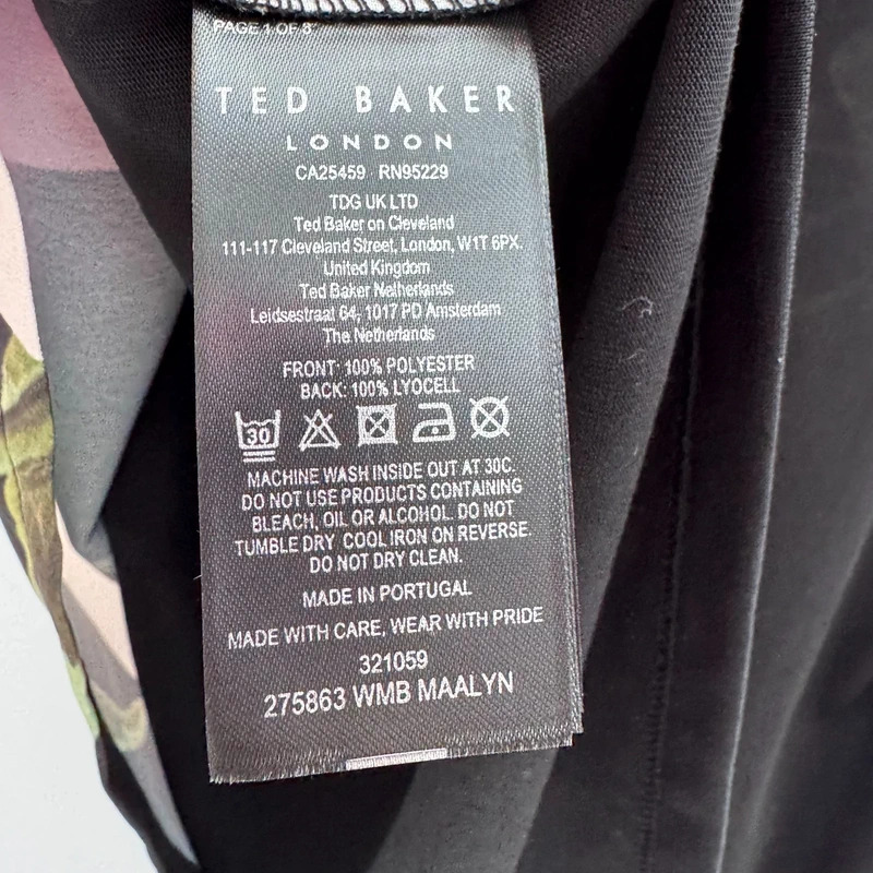 Ted Baker Maalyn Floral Woven Front Top Black Multi Cap Sleeve Ted 3 UK 12 - Image 7
