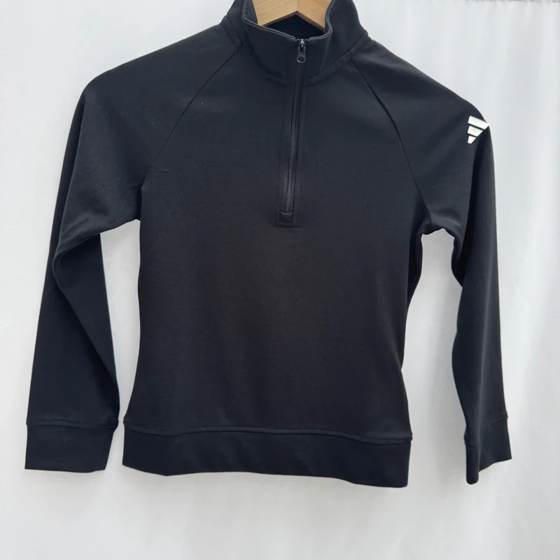 Adidas Kids 1/4 Zip Top Age 7-8 Years Black Recycled Polyester 128cm