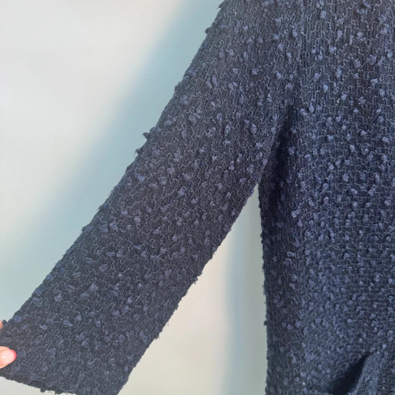 Phase Eight Navy Bouclé Textured Shift Dress 3/4 Sleeve UK 12 - Image 4