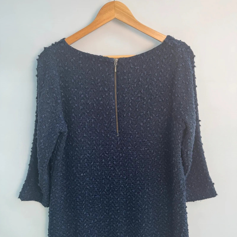 Phase Eight Navy Bouclé Textured Shift Dress 3/4 Sleeve UK 12 - Image 7