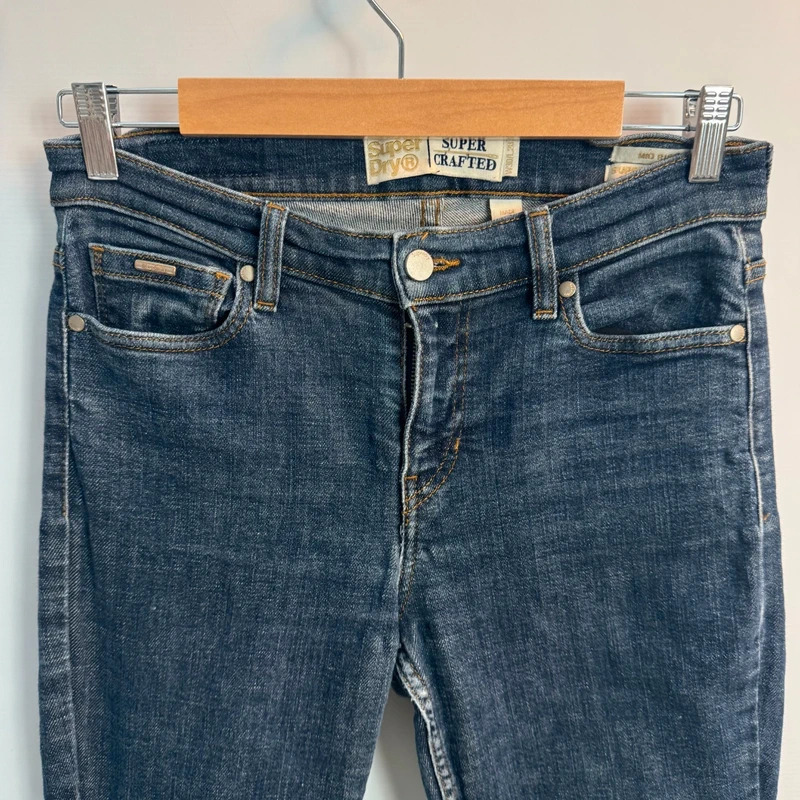 Superdry Super Crafted Mid Rise Super Skinny Jeans W30 L28 Dark Blue Premium Denim - Image 3