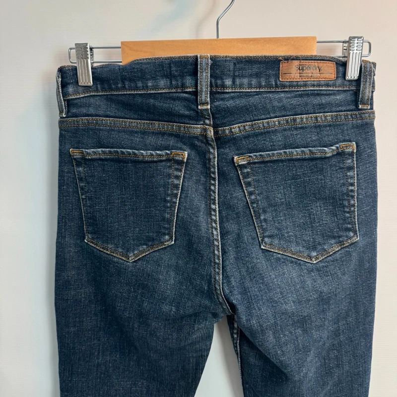 Superdry Super Crafted Mid Rise Super Skinny Jeans W30 L28 Dark Blue Premium Denim - Image 7
