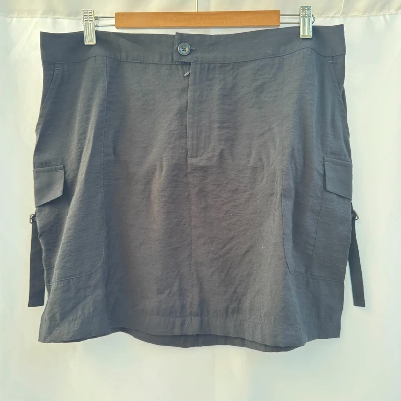 Next Black Cargo Mini Skirt Size UK 16 Modal Blend Utility Pockets RRP £26