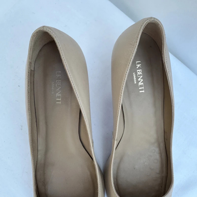 L.K. Bennett Vintage Y2K Nude Leather Kitten Heels EU 41 / UK 8 Made in Spain - Image 3