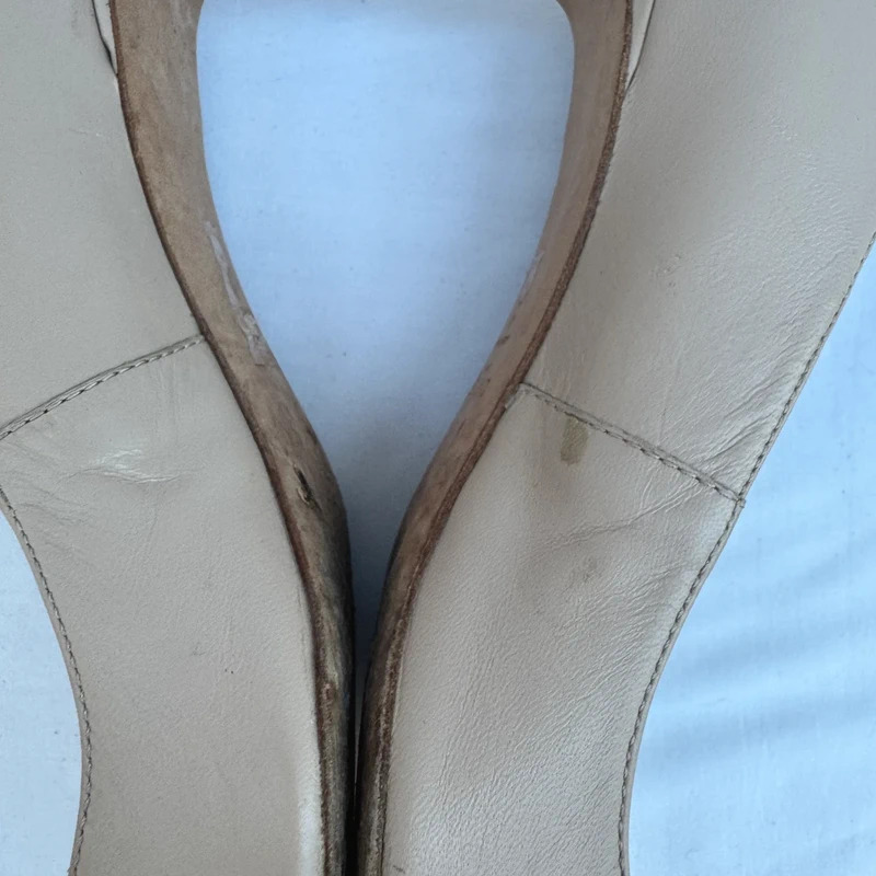 L.K. Bennett Vintage Y2K Nude Leather Kitten Heels EU 41 / UK 8 Made in Spain - Image 7