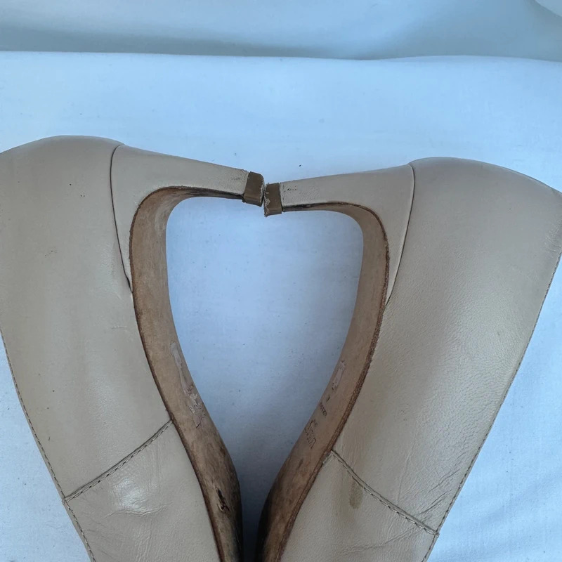 L.K. Bennett Vintage Y2K Nude Leather Kitten Heels EU 41 / UK 8 Made in Spain - Image 8