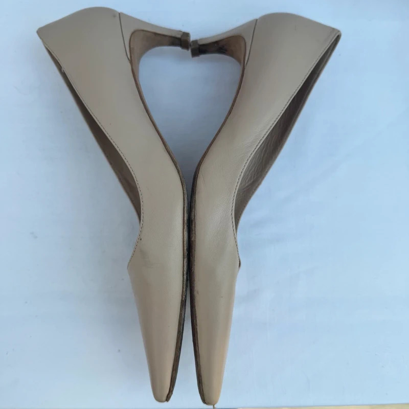L.K. Bennett Vintage Y2K Nude Leather Kitten Heels EU 41 / UK 8 Made in Spain - Image 9