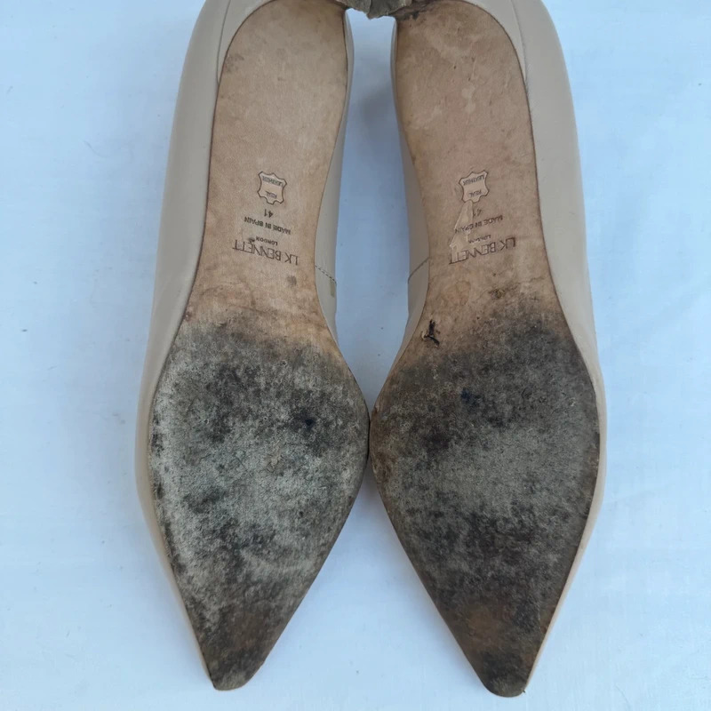 L.K. Bennett Vintage Y2K Nude Leather Kitten Heels EU 41 / UK 8 Made in Spain - Image 10