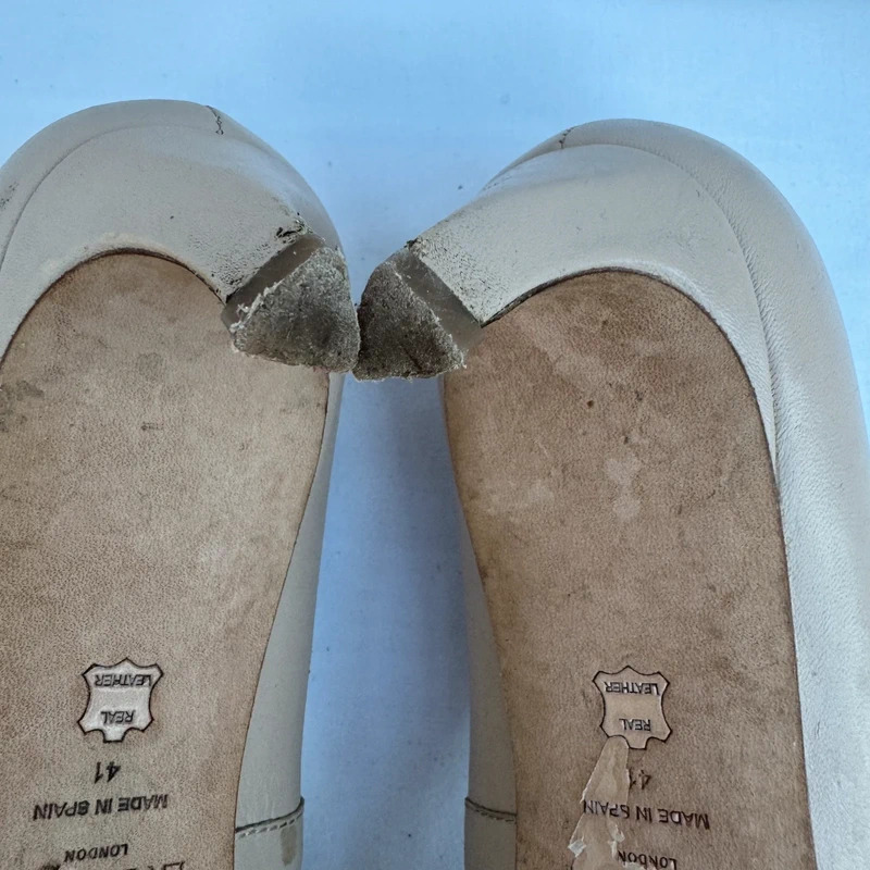 L.K. Bennett Vintage Y2K Nude Leather Kitten Heels EU 41 / UK 8 Made in Spain - Image 11