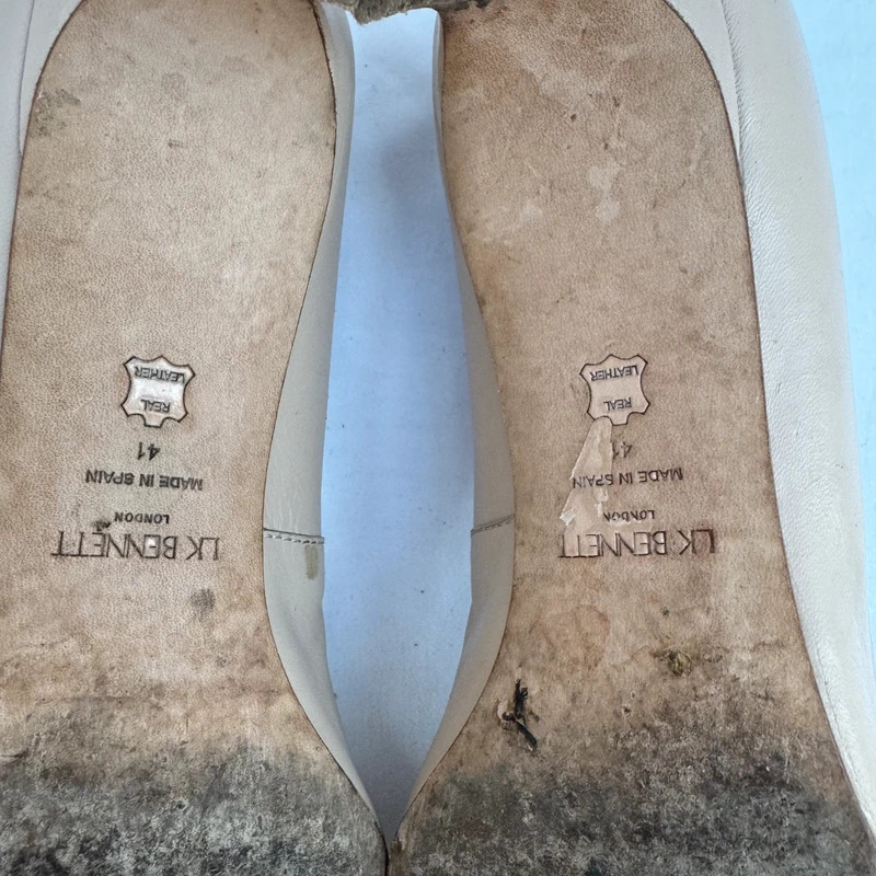 L.K. Bennett Vintage Y2K Nude Leather Kitten Heels EU 41 / UK 8 Made in Spain - Image 12