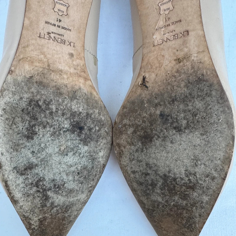 L.K. Bennett Vintage Y2K Nude Leather Kitten Heels EU 41 / UK 8 Made in Spain - Image 13