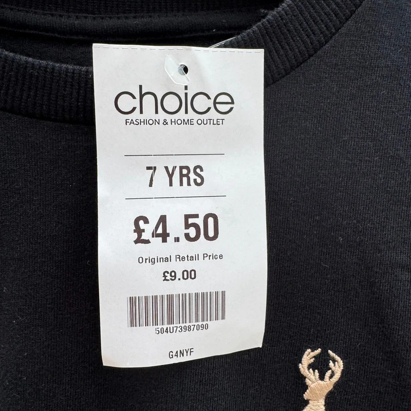 Next Boys Colour-Block Stag Embroidered T-Shirt Black/Beige/White Age 7 (122cm) - Image 2