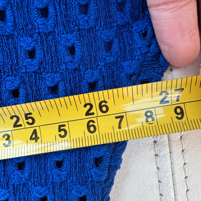 Phase Eight Blouse UK 12 Cobalt Blue Textured Broderie Anglaise V-Neck 3/4 Sleeve - Image 6