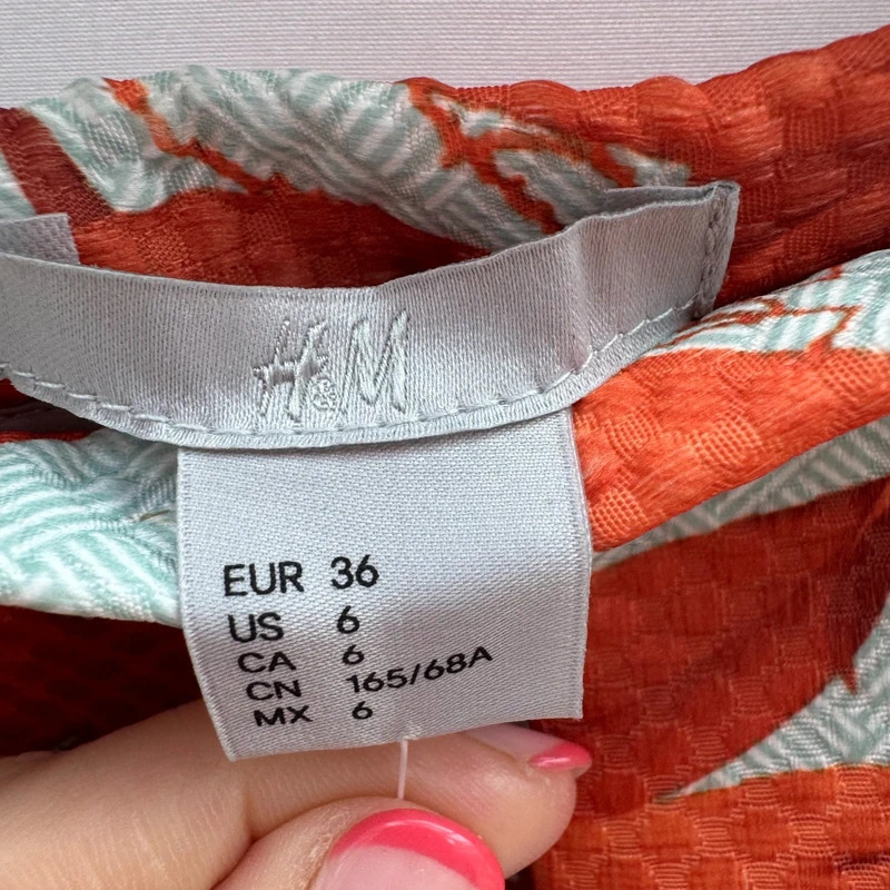 H&M Burnt Orange Tropical Leaf Print Skater Skirt UK 10 New With Tags - Image 2