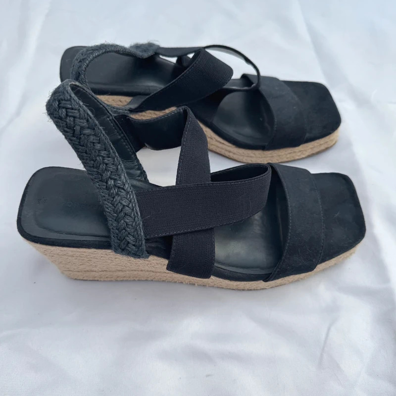 Next Forever Comfort Black Espadrille Wedge Sandals Square Toe UK 6.5 / EU 40 Wide Fit - Image 7