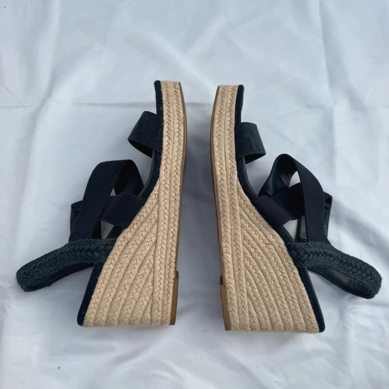 Next Forever Comfort Black Espadrille Wedge Sandals Square Toe UK 6.5 / EU 40 Wide Fit - Image 10