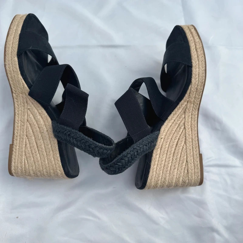 Next Forever Comfort Black Espadrille Wedge Sandals Square Toe UK 6.5 / EU 40 Wide Fit - Image 11