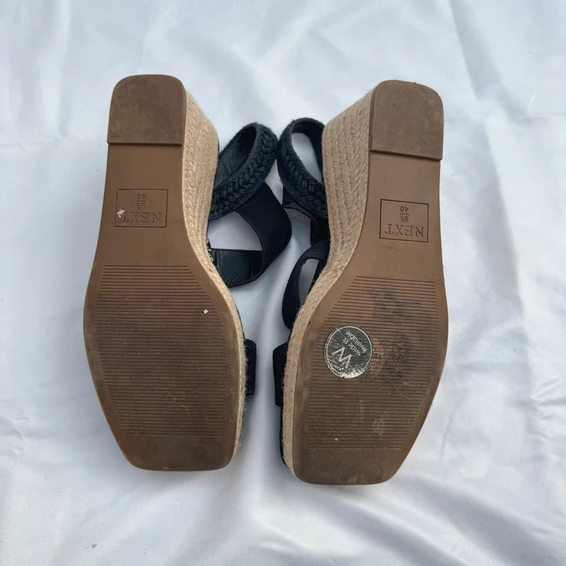 Next Forever Comfort Black Espadrille Wedge Sandals Square Toe UK 6.5 / EU 40 Wide Fit - Image 13