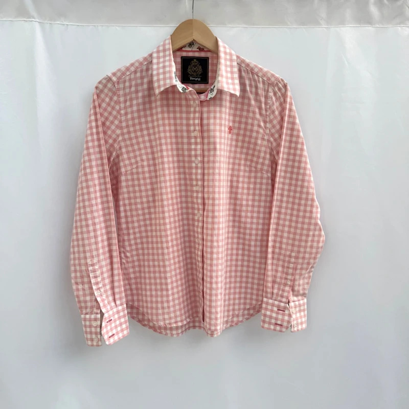Toggi Bethany Shirt Pink Gingham Check | Country Equestrian Floral Lining | UK 10
