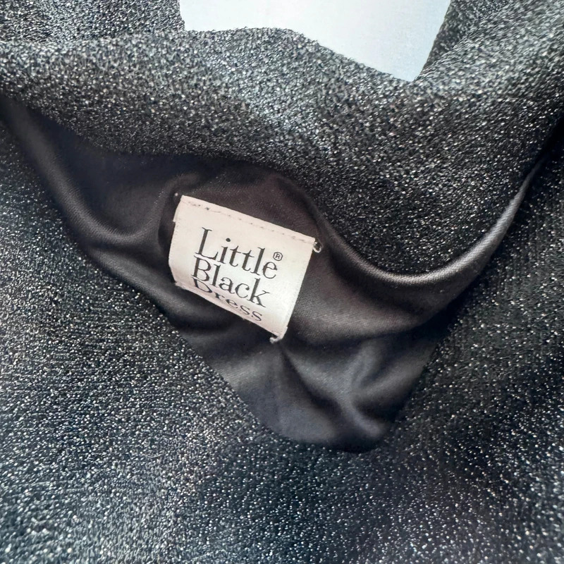 Little Black Dress Sparkle Cowl Neck Midi Dress Sleeveless Ruched Party Glitter Black UK 10 - Image 3