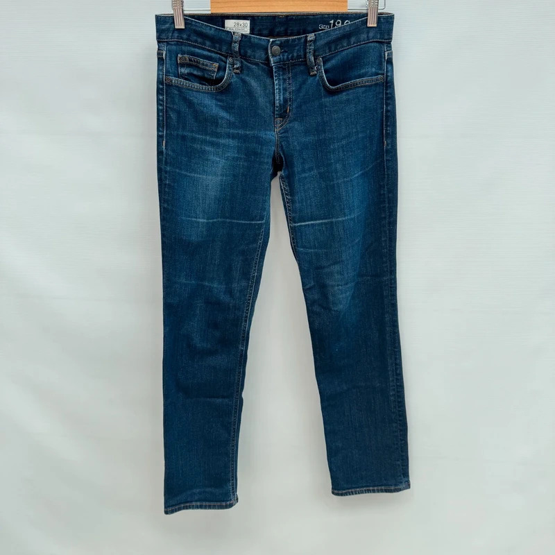 Gap 1969 Real Straight Jeans W28 L30 UK 10 Dark Blue Stretch Denim
