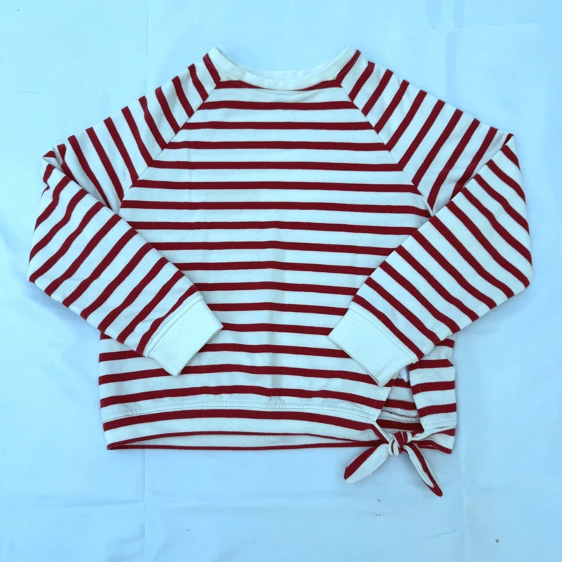 La Redoute Kids Red White Stripe Top Age 8 Tie Hem Raglan Sleeve