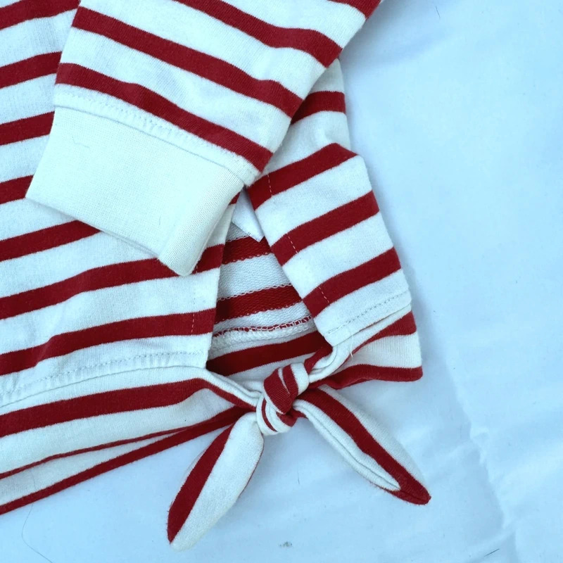 La Redoute Kids Red White Stripe Top Age 8 Tie Hem Raglan Sleeve - Image 2