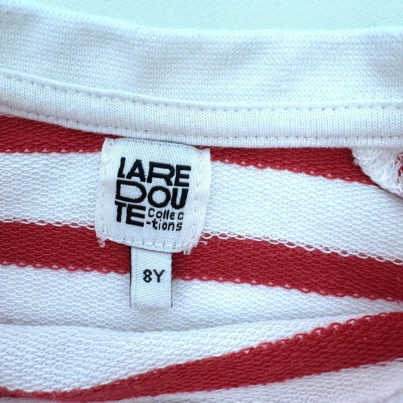 La Redoute Kids Red White Stripe Top Age 8 Tie Hem Raglan Sleeve - Image 4
