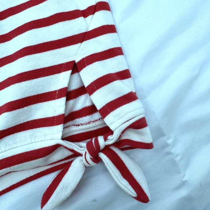 La Redoute Kids Red White Stripe Top Age 8 Tie Hem Raglan Sleeve - Image 5