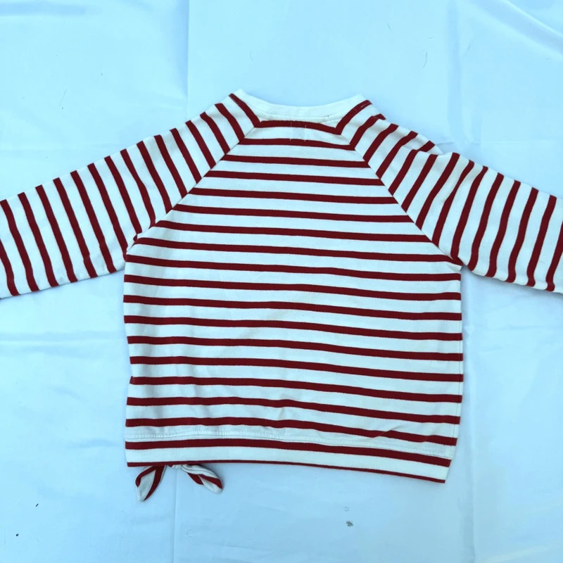 La Redoute Kids Red White Stripe Top Age 8 Tie Hem Raglan Sleeve - Image 8
