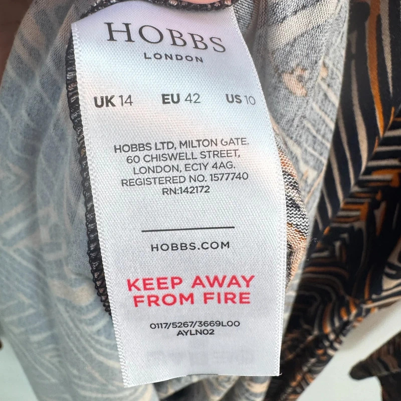 Hobbs Joyce Black Orange Geometric Chevron Jersey Wrap Midi Dress - Size UK 14 - Image 8