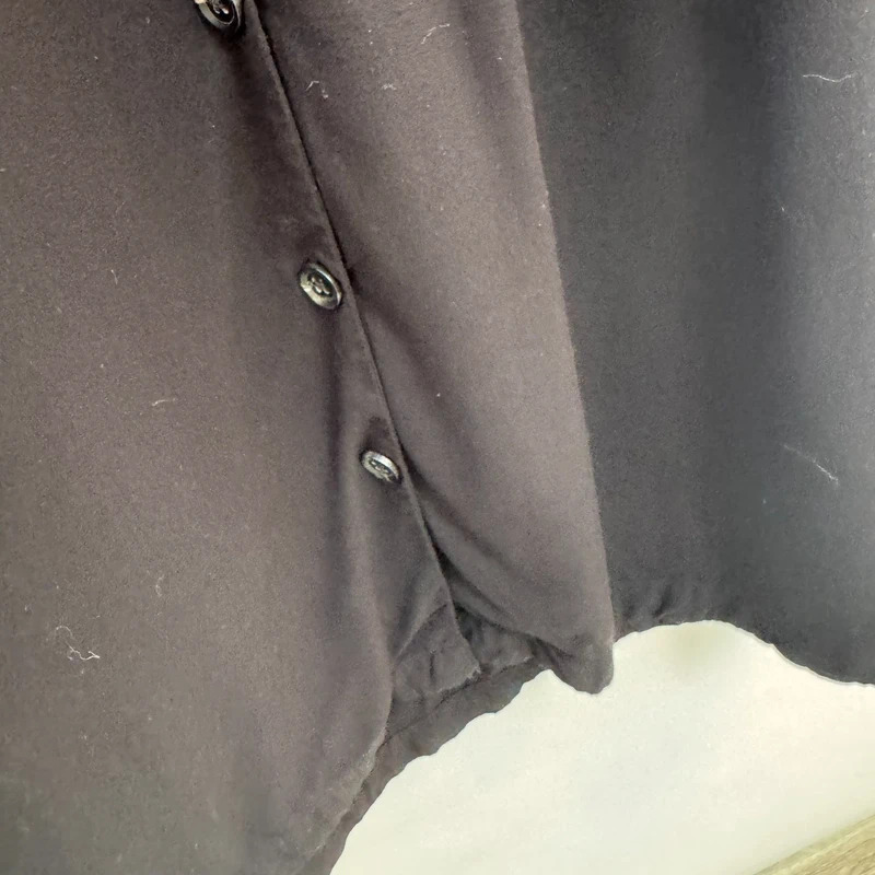 Lindex Black Viscose Button Front Tunic Dress V-Neck Relaxed Fit UK 20–22 Length 43" - Image 3