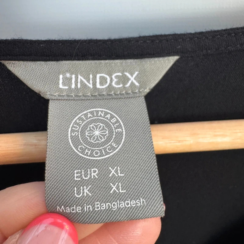 Lindex Black Viscose Button Front Tunic Dress V-Neck Relaxed Fit UK 20–22 Length 43" - Image 4
