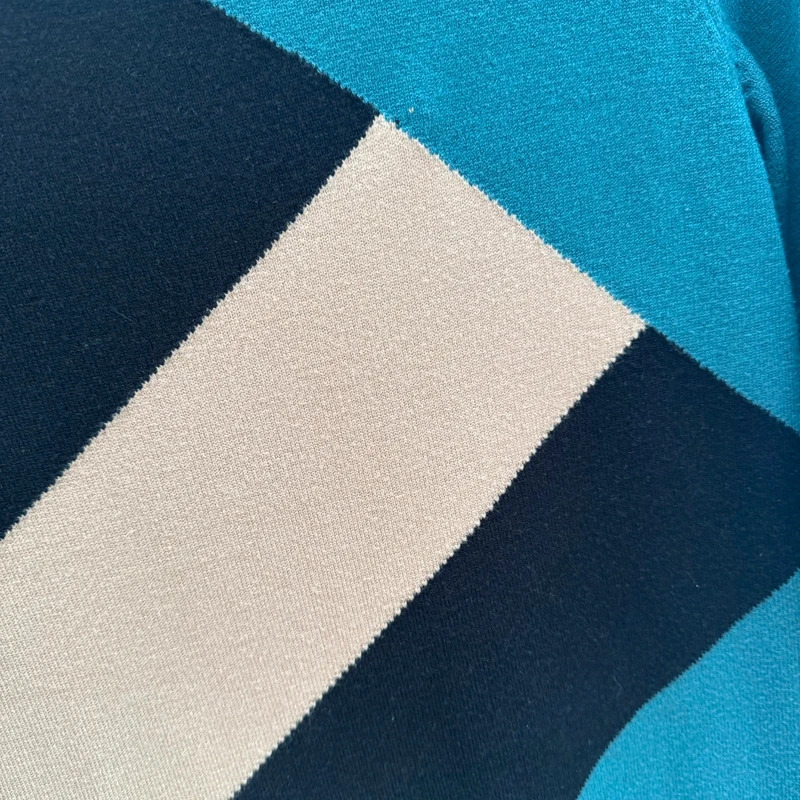 Mitzy Black Teal & Cream Colour Block Knitted Dress | UK 12 | 3/4 Sleeves - Image 3