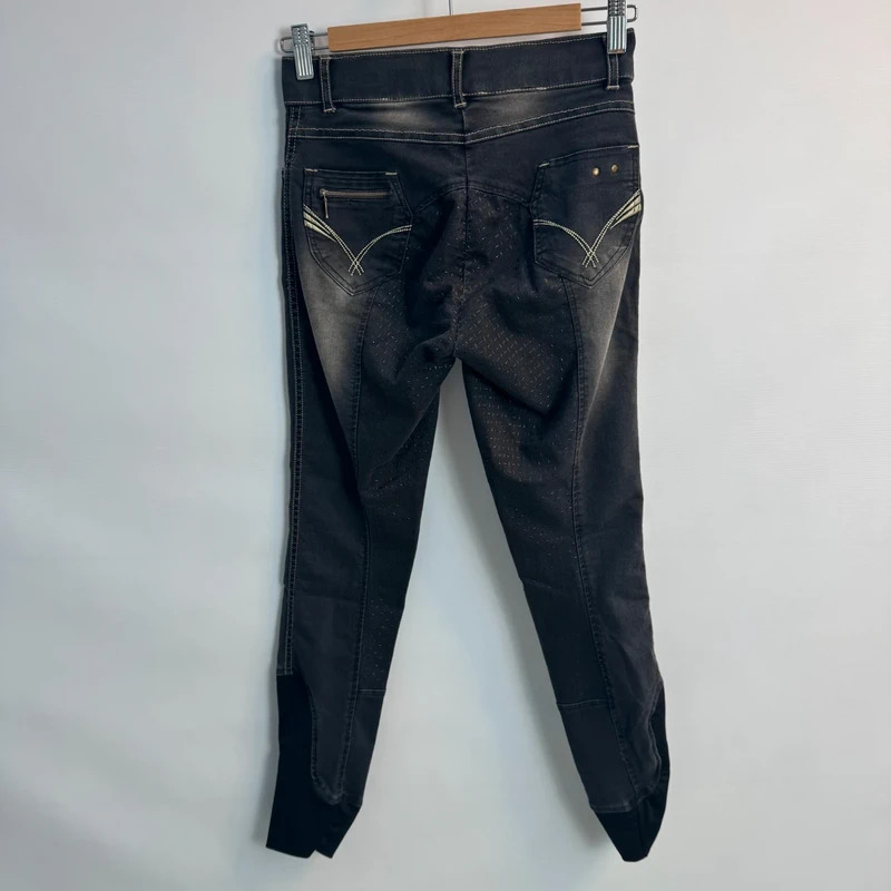 Equithème Texas Denim Riding Breeches Silicone Seat Black W28 / UK 10 BNWT - Image 8