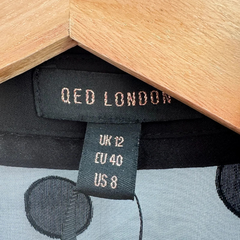 QED London Tunic Shirt UK 12 Black Sheer Embroidered Polka Dot • BNWT - Image 3