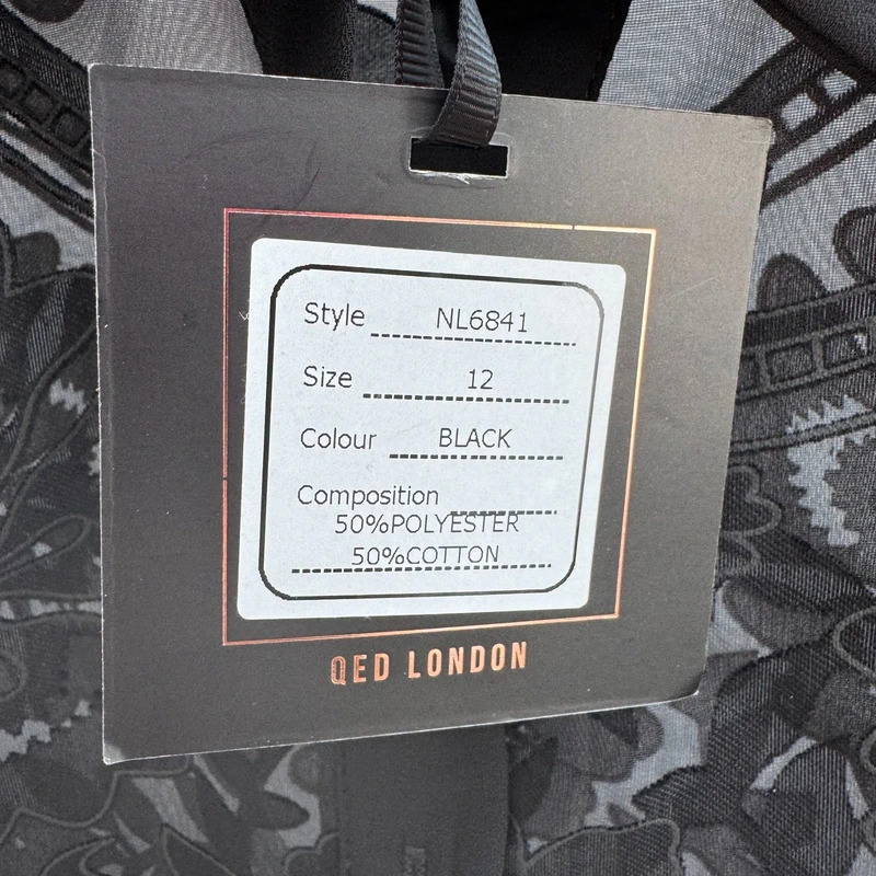 QED London Tunic Shirt UK 12 Black Sheer Embroidered Polka Dot • BNWT - Image 4