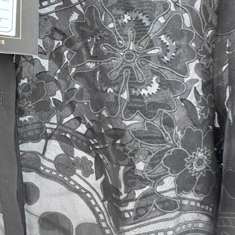 QED London Tunic Shirt UK 12 Black Sheer Embroidered Polka Dot • BNWT - Image 6